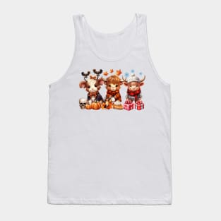 Happy Hallothanksmas Highland Cow #6 Tank Top